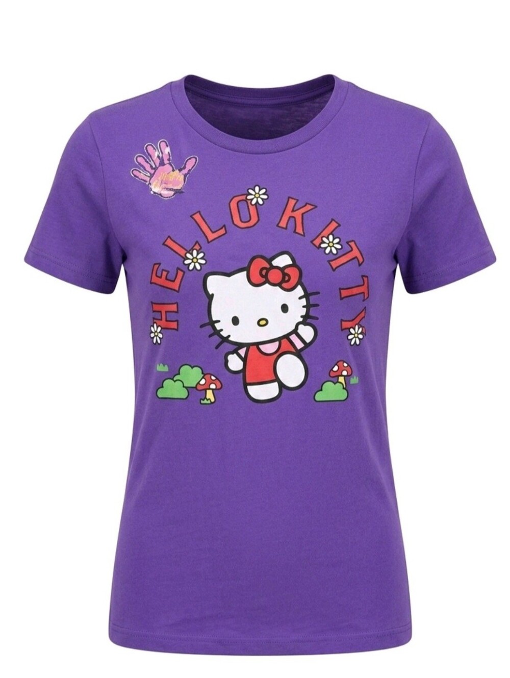 New With Tags Hello Kitty Purple Short Sleeve Tee with Red Accent Size Large